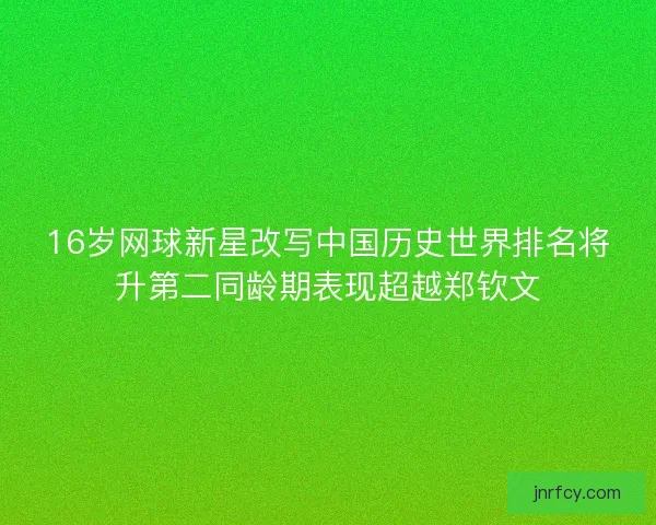 16岁网球新星改写中国历史世界排名将升第二同龄期表现超越郑钦文